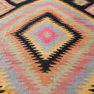 Oversize Pink Kilim Rug, 8.4x12.3Feet,255x375 cm,Decorative Kilim Rug,Turkish Kilim,Handmade Kilim Rug,Vintage Home Decor,Area Large Kilim image 5