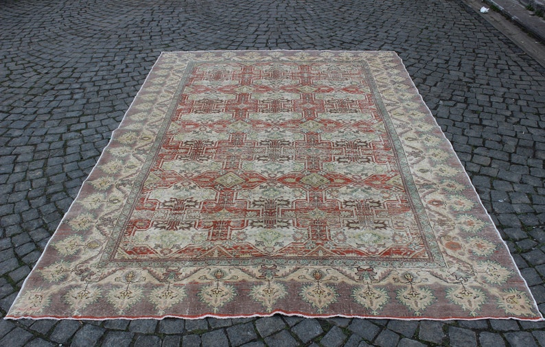 Decorative Oushak Rug, 6.5x9.7 feet,198x295 cm,Decorative Carpet Rug,Handmade Rug,Vintage Rug,Oushak Rug,Home Decor Turkish Rug image 1