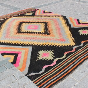 Oversize Pink Kilim Rug, 8.4x12.3Feet,255x375 cm,Decorative Kilim Rug,Turkish Kilim,Handmade Kilim Rug,Vintage Home Decor,Area Large Kilim image 2