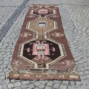 Pink Kilim Runner,3.1&quot;x15.6&quot; feet,96x475 cm,Kilim Runner,Long Runner Rug,Vintage Home Decor,Pink Kilim Runner,Runner