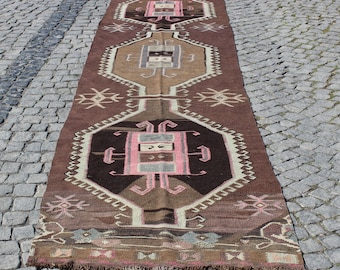 Vintage Turkish Kilim Runner Rug, Wool, 3.1"x15.6"