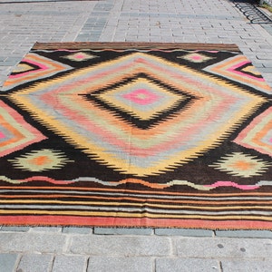 Oversize Pink Kilim Rug, 8.4x12.3Feet,255x375 cm,Decorative Kilim Rug,Turkish Kilim,Handmade Kilim Rug,Vintage Home Decor,Area Large Kilim image 1