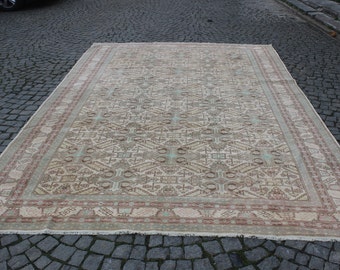 Pastell Oushak Teppich, 252x380 cm, 252x380 cm, Handgemachter Teppich, Vintage Teppich, Oushak Teppich, Türkischer Teppich