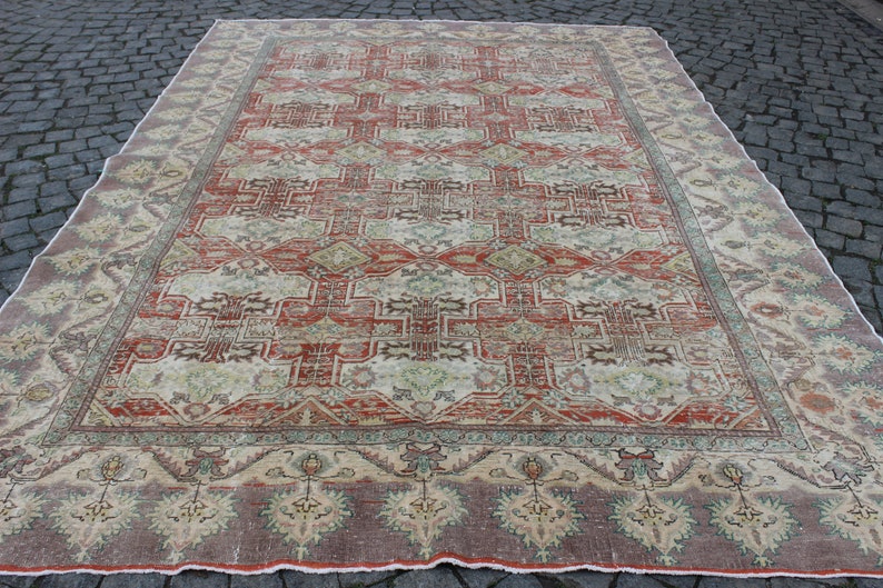 Decorative Oushak Rug, 6.5x9.7 feet,198x295 cm,Decorative Carpet Rug,Handmade Rug,Vintage Rug,Oushak Rug,Home Decor Turkish Rug image 4