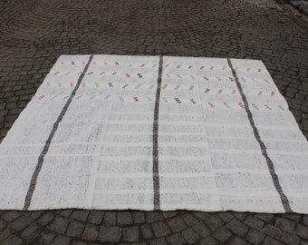 Alfombra Kilim Anatolia hecha a mano: Alfombra vintage de lana (20,5 x 18,3 cm)