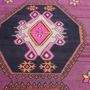 Tappeto viola colorato, 7,2 x13 piedi, 220x400 cm, tappeto decorativo Kilim, tappeto nomade, tappeto Kilim fatto a mano, tappeto vintage, vita domestica, tappeto Boho immagine 6