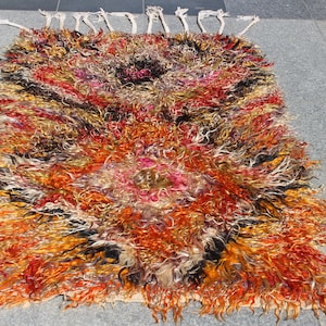 Shaggy Rug,3.2"x5.2" feet,100x160 cm,Pink Turkish Tülü Rug,Colorful Nomadic Rug,Handmade Tülü Rug,Turkish Filikli Rug