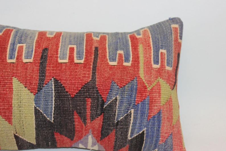Lumbar Kilim Pillow,12x20inch,30x50 cm,Handmade Pillow,Decorative Pillow,Cushion Cover,Bohemian Pillow,Home Decor Pillow,Pillow Cover