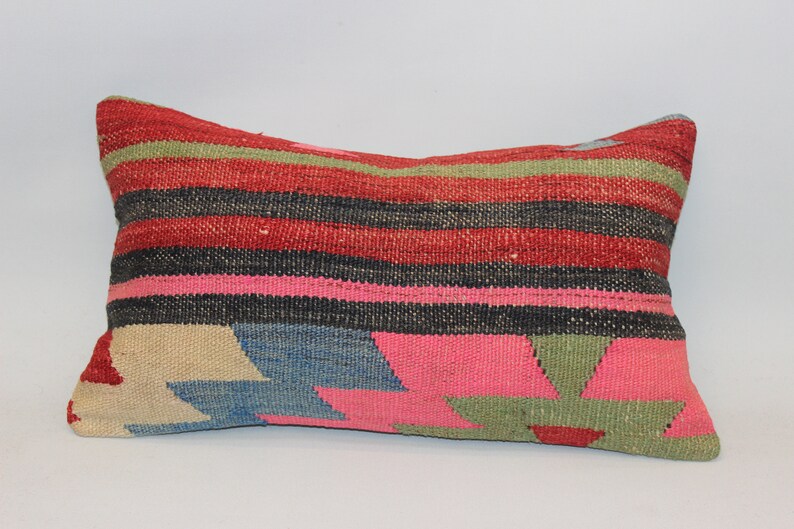 Pink Lumbar Pillow,12x20inch,30x50 cm,Handmade Pillow,Decorative Pillow,Cushion Cover,Bohemian Pillow,Anatolian Area Kilim Pillow