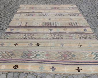 Tappeto Kilim turco fatto a mano: arredamento etnico anatolico vintage (16,2x26,7 cm)