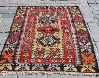Turkish Kilim Rug,3.8"x5.9"Feet,115x180 cm,Decorative Turkish Rug,Handmade Kilim Rug,Bohemian Rug,Vintage Rug