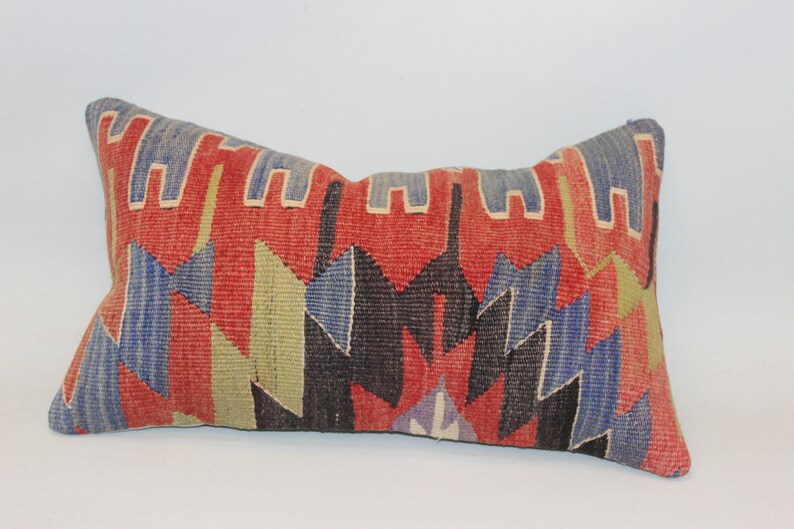 Lumbar Kilim Pillow,12x20inch,30x50 cm,Handmade Pillow,Decorative Pillow,Cushion Cover,Bohemian Pillow,Home Decor Pillow,Pillow Cover