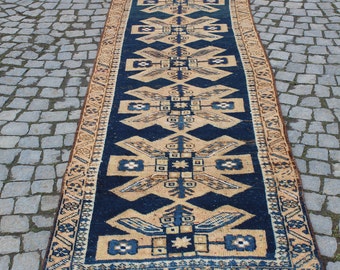 Alfombra de lana kurda antigua, estilo Oushak, 7,4 x 24,1 cm