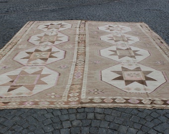 Hermosa alfombra Kilim pastel, 10.6 "x13.3" pies, 325x405 cm, alfombra kilim grande decorativa turca, alfombra kilim vintage decorativa, alfombra kilim grande