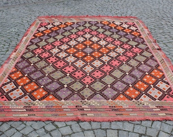 Beautiful Cicim Rug, 7.2"x10.3"Feet,220x315 cm,Decorative Turkish Rug,Handmade Kilim Rug,Bohemian Rug,Vintage Rug