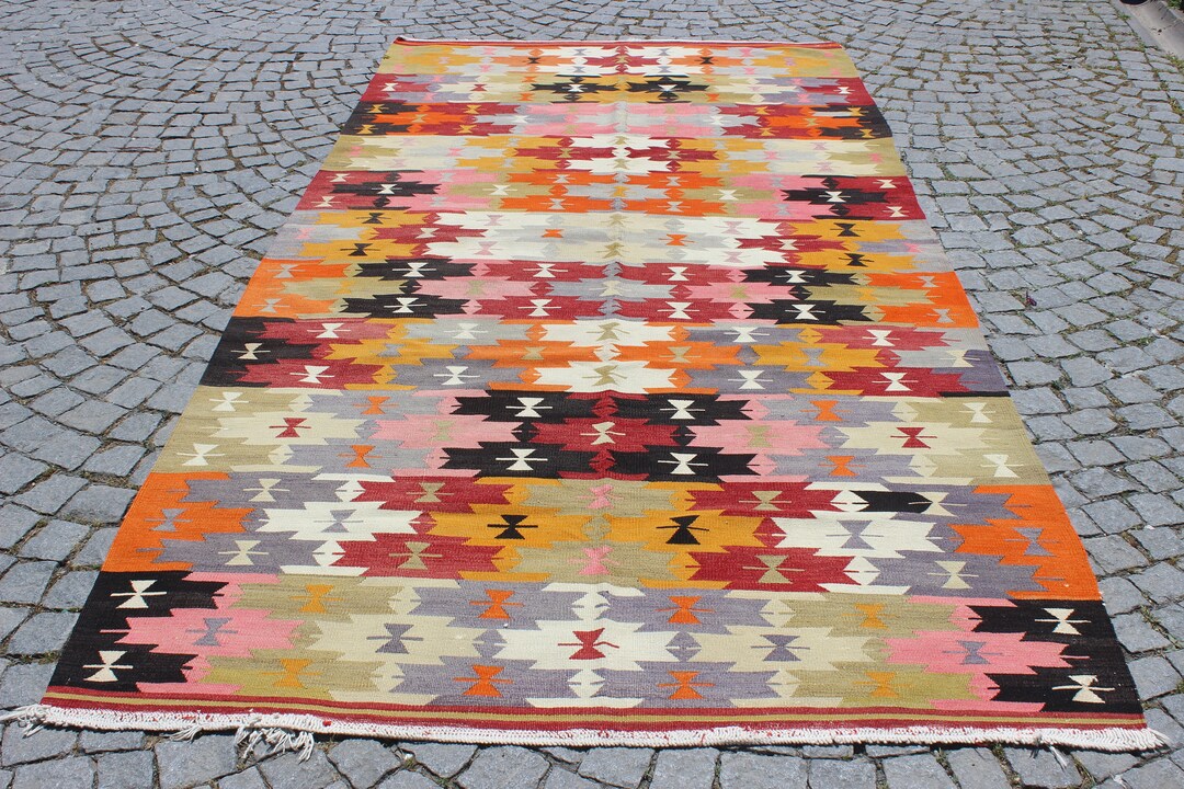 Pink Kilim Rug, 5.4x10.5 Feet,164x320 Cm,nomadic Kilim Rug,vintage