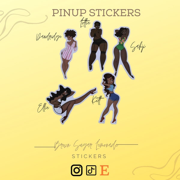 Black Girl Pinup| Die Cut Stickers|Hydro Flask|Laptop Stickers|Black Girl Magic|Black Owned Shop