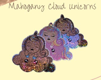 Magical Mahogany Unicorn|Holographic Glitter Die Cut Stickers|Laptop and Decorative Stickers