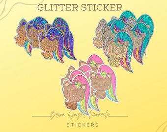 Kitty-corn Holographic Glitter Die Cut Stickers |Laptop Stickers|Decorative Stickers|Unicorn