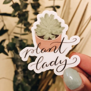 Pegatina Plant Lady // Impermeable // Vinilo //