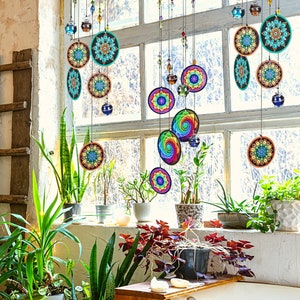 Boho Glass Bead Holiday Wind Chime Ventana Suncatcher Memorial Mandala Boho Decoración