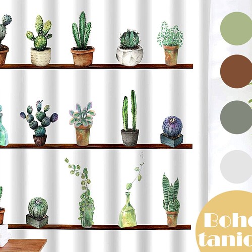 Boho Botanical Greenhouse Shower Curtain Etsy