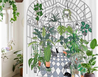 Boho Botanical Greenhouse Shower Curtain