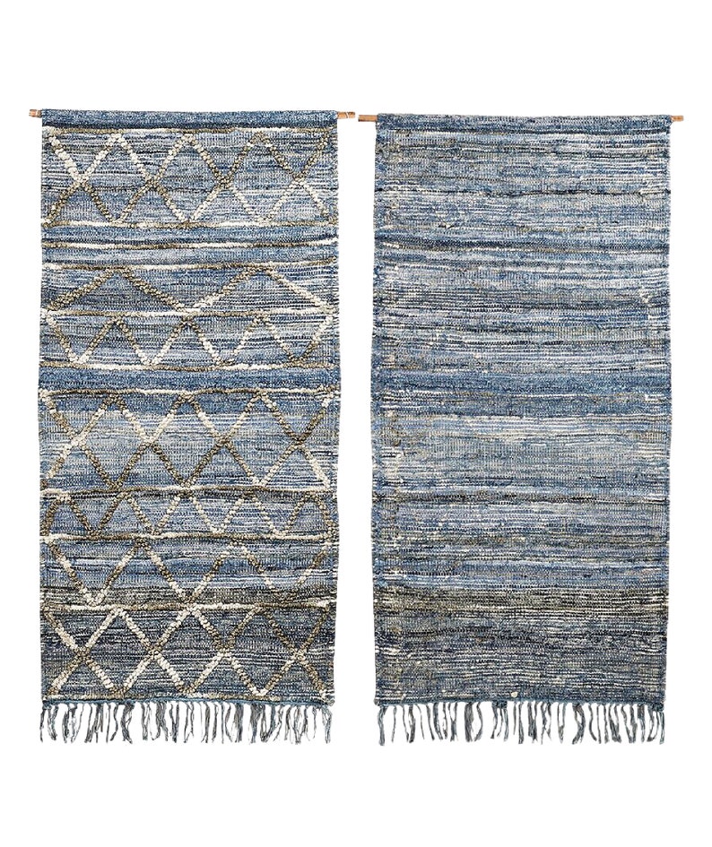 XL 4.5ft Navy Blue Boho Rug Weave Tapestry Wall Hanging Decor Etsy