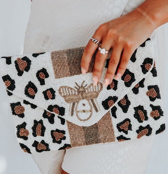 beaded bee clutch