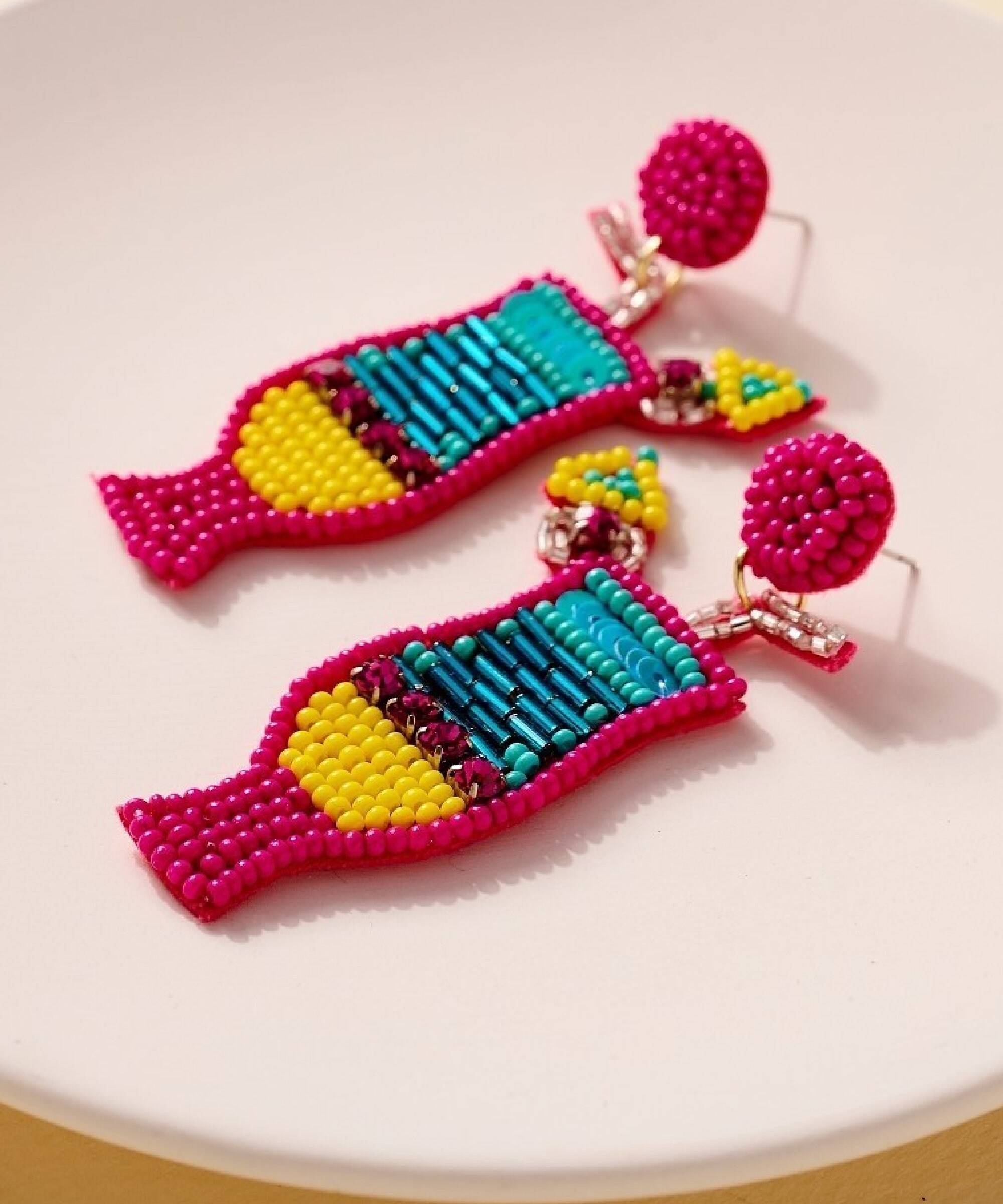 Margarita Cocktail Bead Resort Statement Earrings Etsy