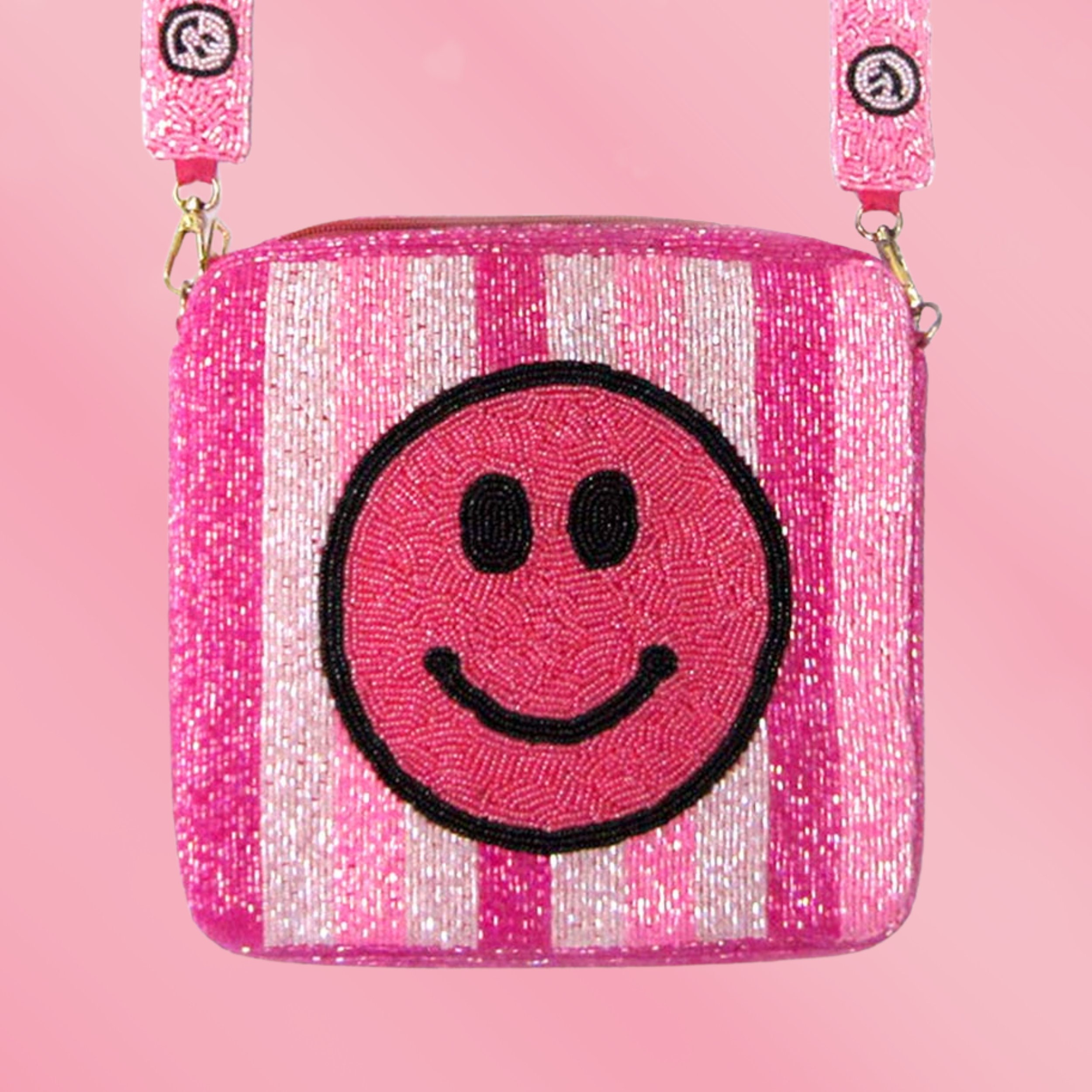 Crossbody Bag Shoulder Strap in Pink Stripe, Groovy's