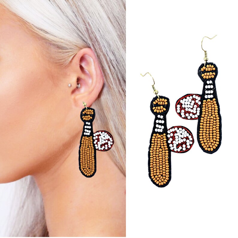 Seed Bead Baseball Softball Soccer Basketball Sports Gift Earrings