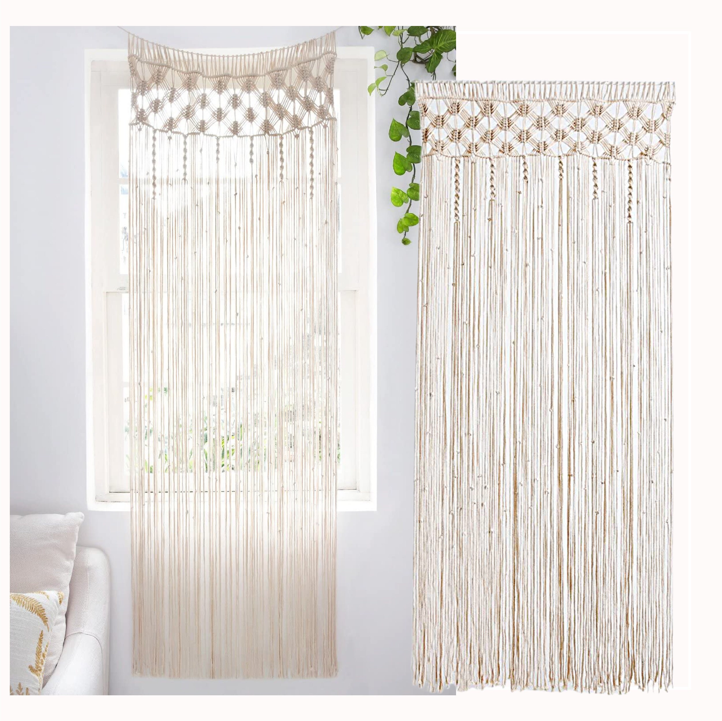 Macrame Window Curtain Room Divider Boho Decor Etsy