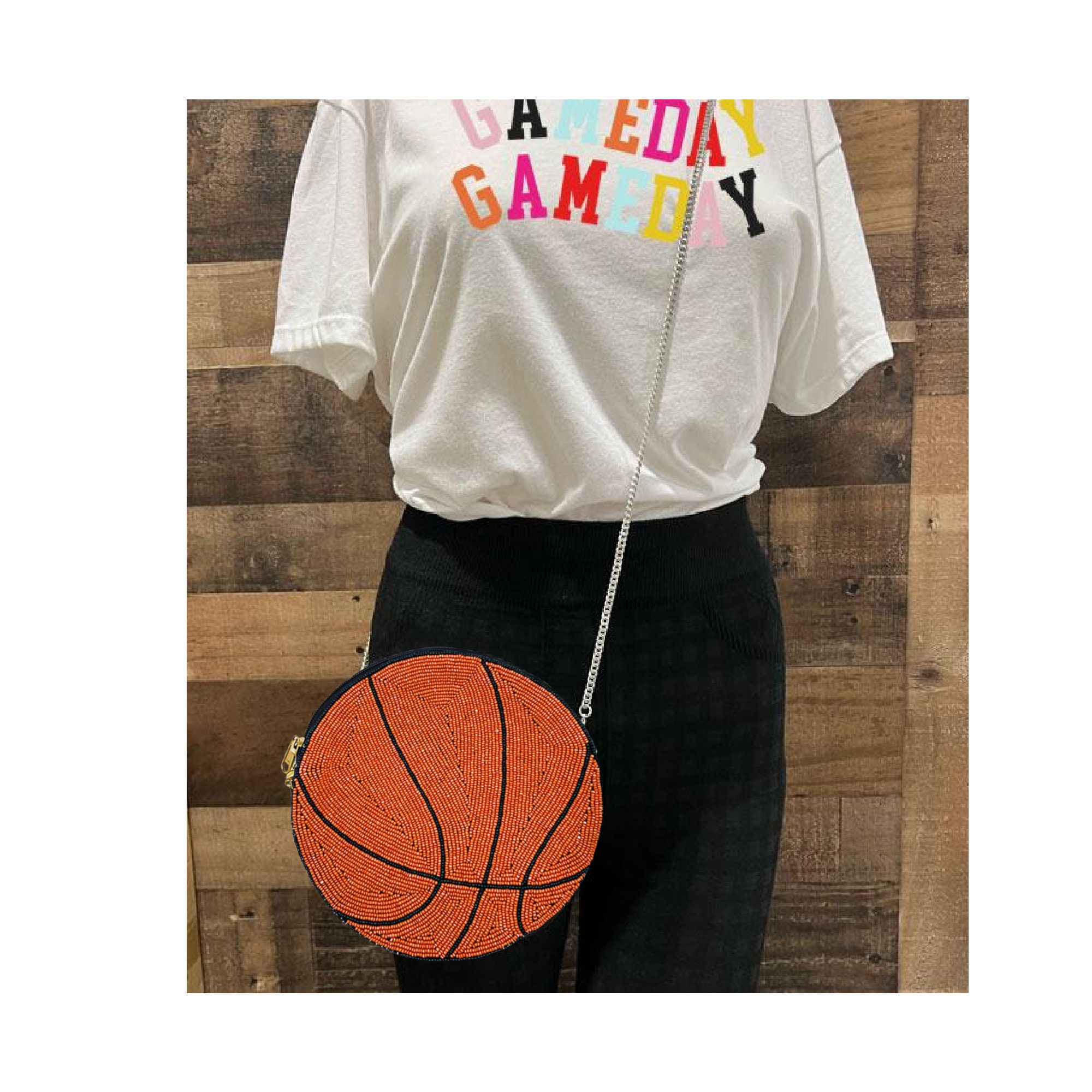 Women's Shoulder Bag PU Novelty Bag Basketball Shaped Chain Bag