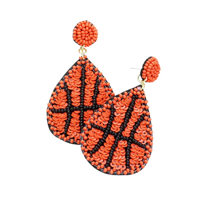 Seed Bead Baseball Softball Soccer Basketball Sports Gift Earrings