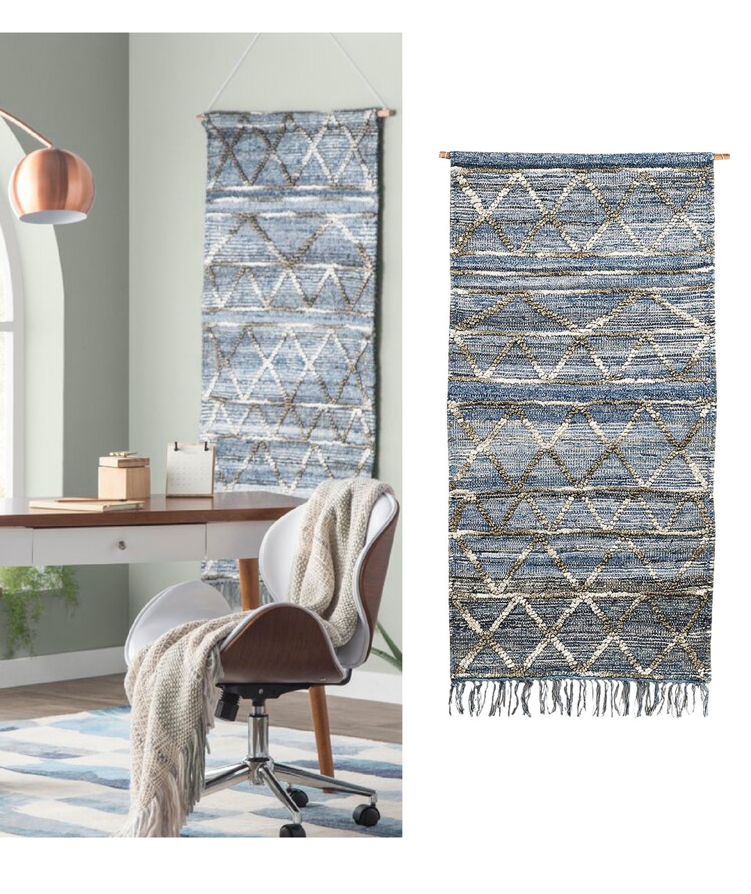 XL 4.5ft Navy Blue Boho Rug Weave Tapestry Wall Hanging Decor Etsy