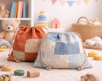 Drawstring Pouch Sewing Pattern PDF, 2 Sizes Included, 6 Design Options, Easy Beginner Bag, English French Instructions, Instant Download