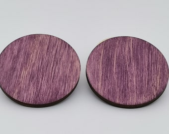 Ohrstecker NETA violett gebeizt aus Holz , in 4 Größen, federleicht und einzigartig