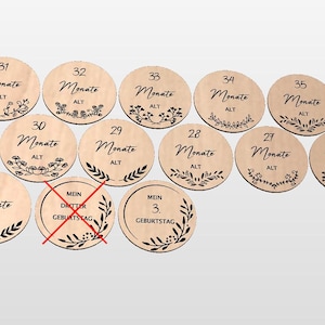 Mein drittes Jahr | 12 Meilensteinkarten aus Holz inkl. Aufbewahrungsbeutel, personalisierbar, einzigartiges Geschenk