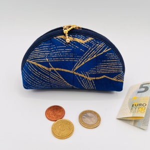 Kleiner blauer Geldbeutel mit Goldeffekt aus Baumwollstoff