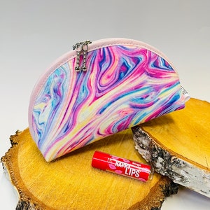 Trousse piccola rosa pastello marmorizzata