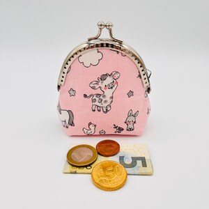 Kleine rosa Geldbörse für Mädchen Bauernhof Geldbeutel