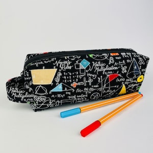 Etui met twee vakken wiskunde natuurkunde formules kleurrijke grappige etui etui school etui coole studie