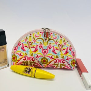 Schminktasche floral Vögel rosa Pastell