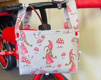 Lenkertasche Mädchen Laufradtasche Märchen Fahrradtasche rot grau Kinderfahrrad Körbchen Täschchen Kindertasche Tasche klein girl bag