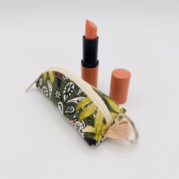 Kleine Tasche Lippenstift grün floral Anhänger