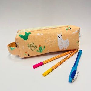 Etui met twee vakken Lama Alpaca abrikoos