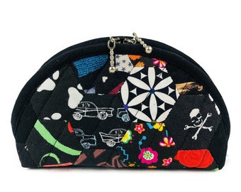 Borsa cosmetica piccola borsa da toeletta nera trucco borsa borsa borsa patchwork