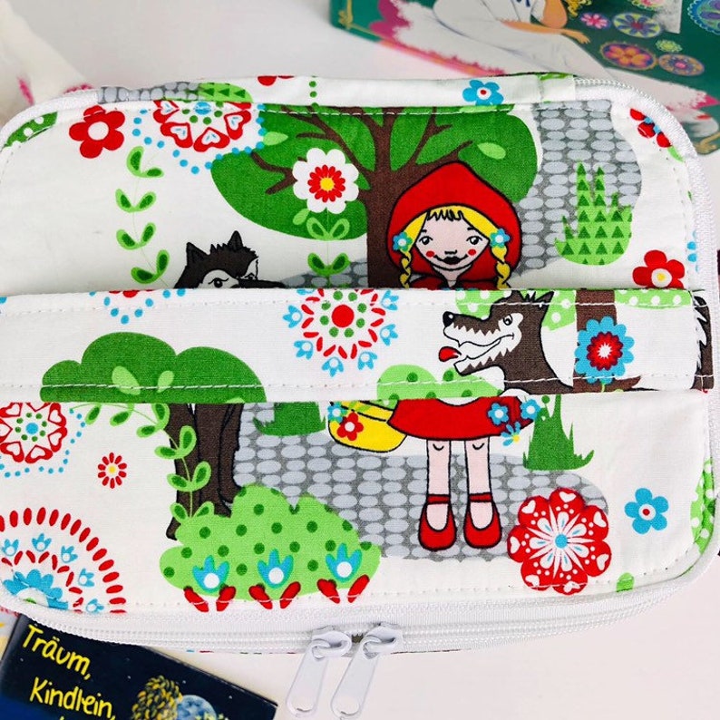 Fabric box small with lid fairytale wolf girl children toys storage CDs basket toy box bin storage treasure drinks fairytale white