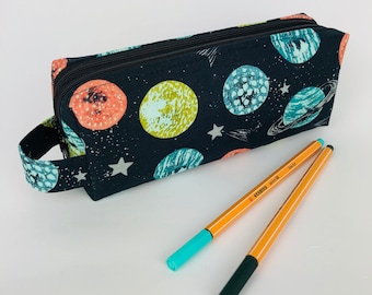 Pencil case with two compartments space planets pencil case universe pencil case school boys pencil case satellite all UFO